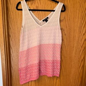 White House Black Market Pink and Cream Shimmer Tank Top